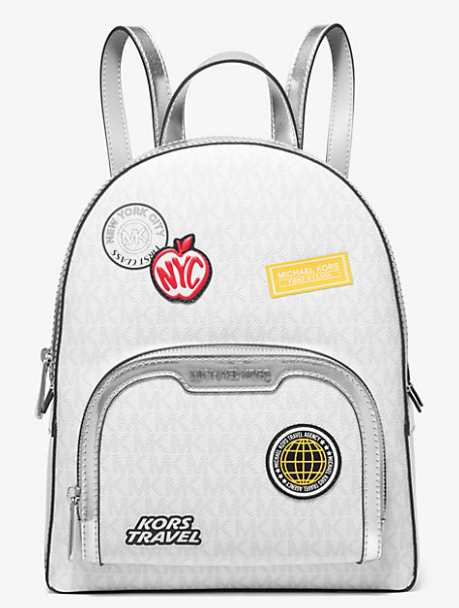 Jaycee Medium Embellished Signature Logo Backpack - Optic White